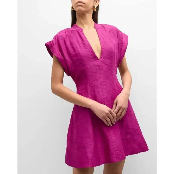 Derek Lam 10 Crosby Christina Short Sleeve Mini Dress in Hibiscus Purple NEW 4 S